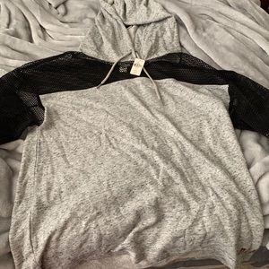 PINK grey sweatshirt with black mesh